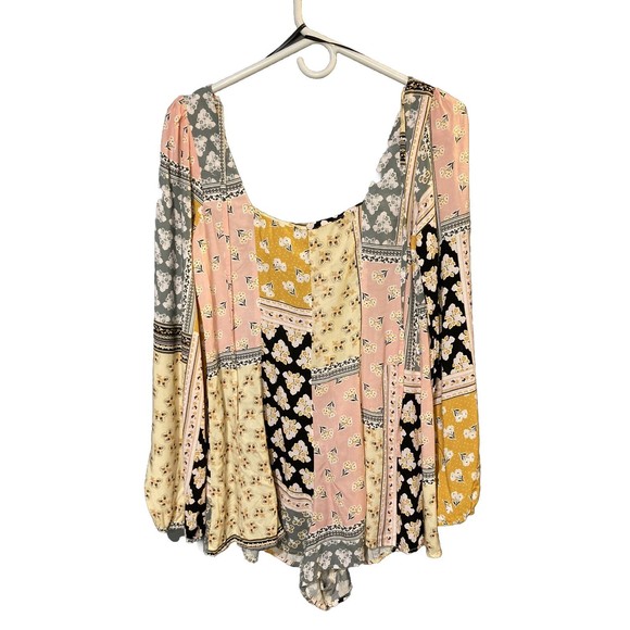Forever 21 Women's Multicolor Long Sleeve Blouse Romper Floral Size Small EUC‎ - Picture 3 of 9
